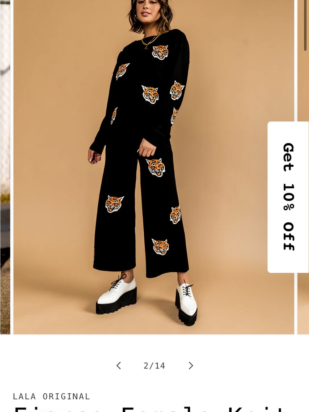 Dressed in LALA Black Straight-Leg Jumpsuit with Orange Tiger Embroidery - Picture 3 of 3